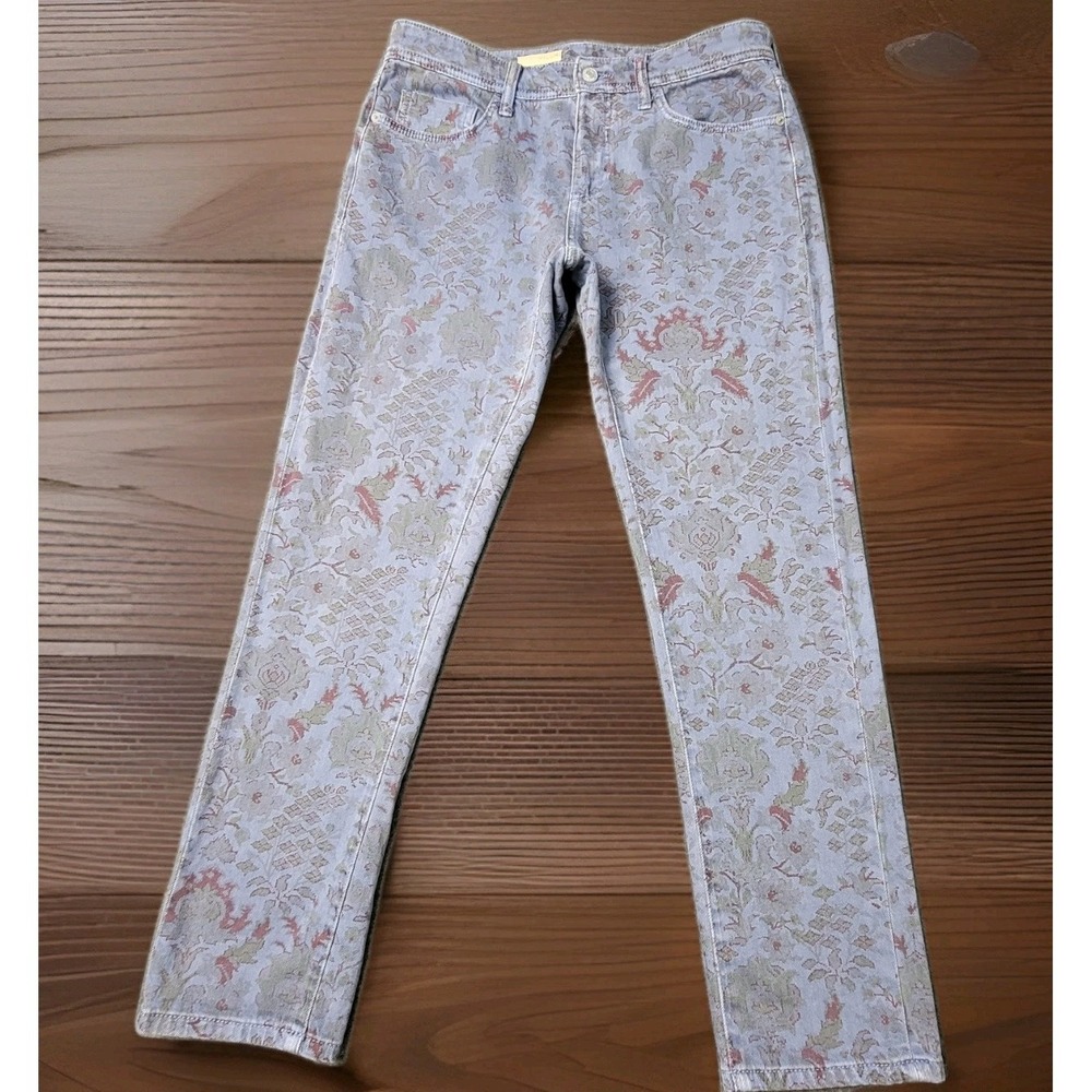 Urban Outfitters Women's Jeans 28 Slim Boyfriend Floral Tapestry Print Denim